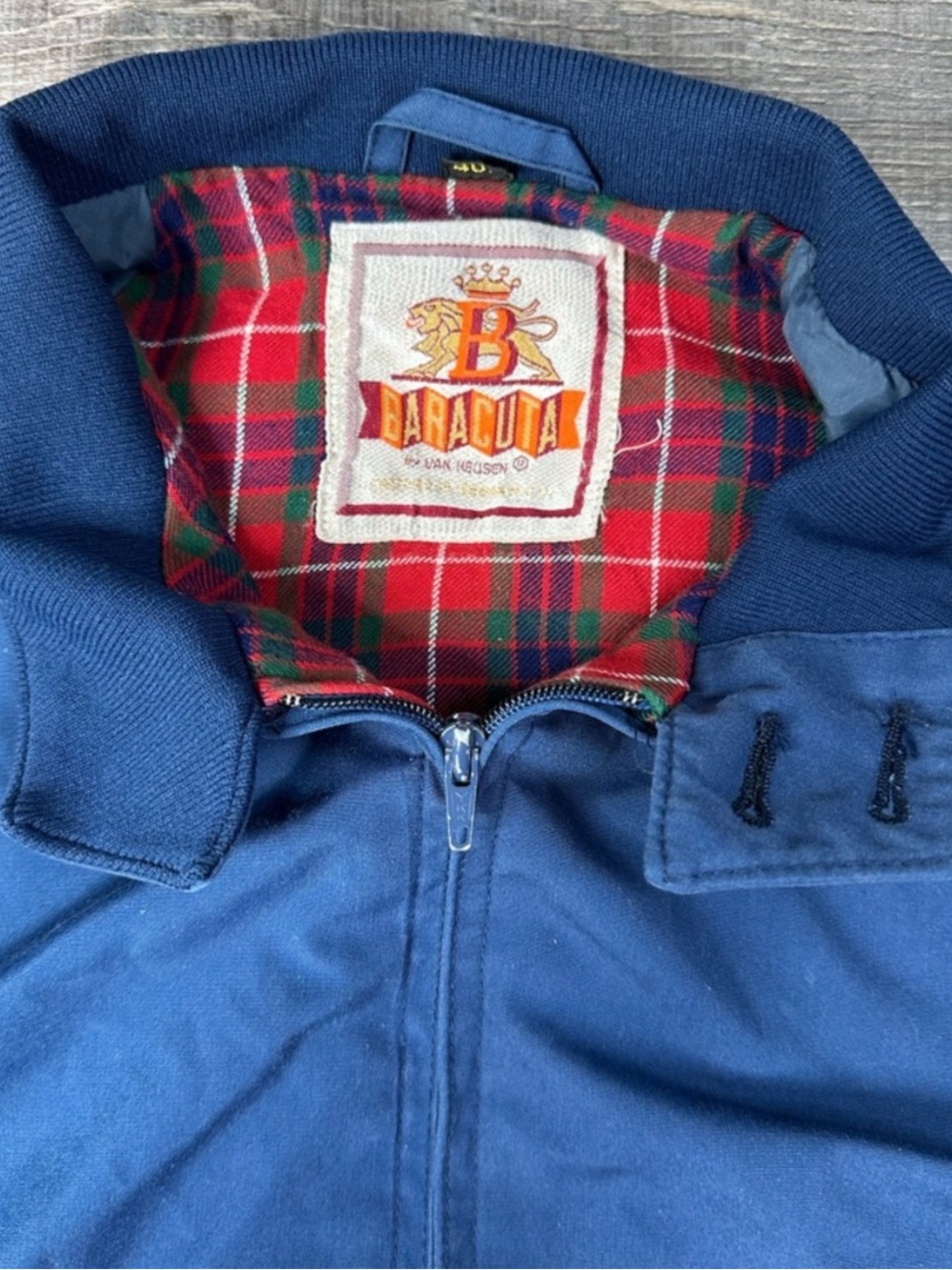 Blue Men's Bomber Jacket with Plaid Lining - Brand: Blank